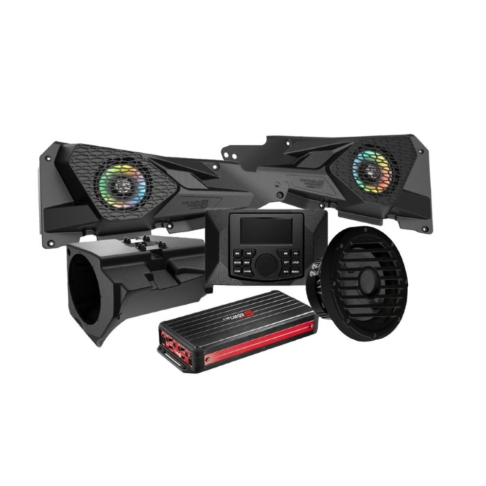 Cerwin Vega RMPRZRKD22 2014 + Razor Specific Front Speaker Kit with 4 Channel Digital Amplifier and CMR3 Media Audio Player