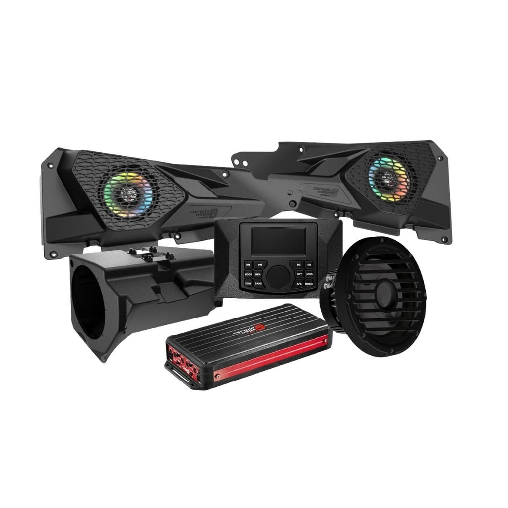 Cerwin Vega RPMRZRKD22 2DR KIT 14 + Razor Specific Complete Audio Kit with 360W RMS Waterproof 4 Channel Amplifier and Media Center