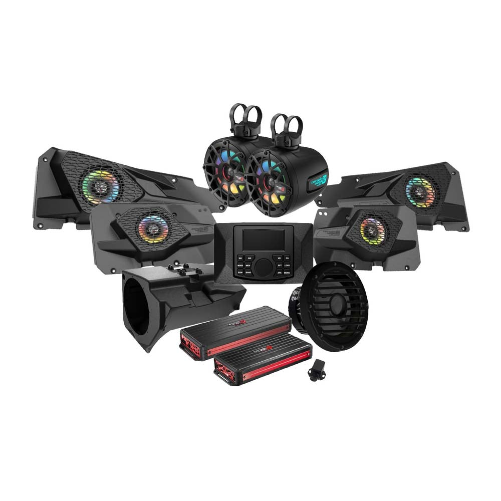 Cerwin Vega RPMRZRKD43 4DR KIT Complete Audio Upgrade Kit for 2014+ RZR© 2DR / 4DR, Includes a Digital Media Receiver, Two Amplifiers, 6 Speakers and 10” Subwoofer