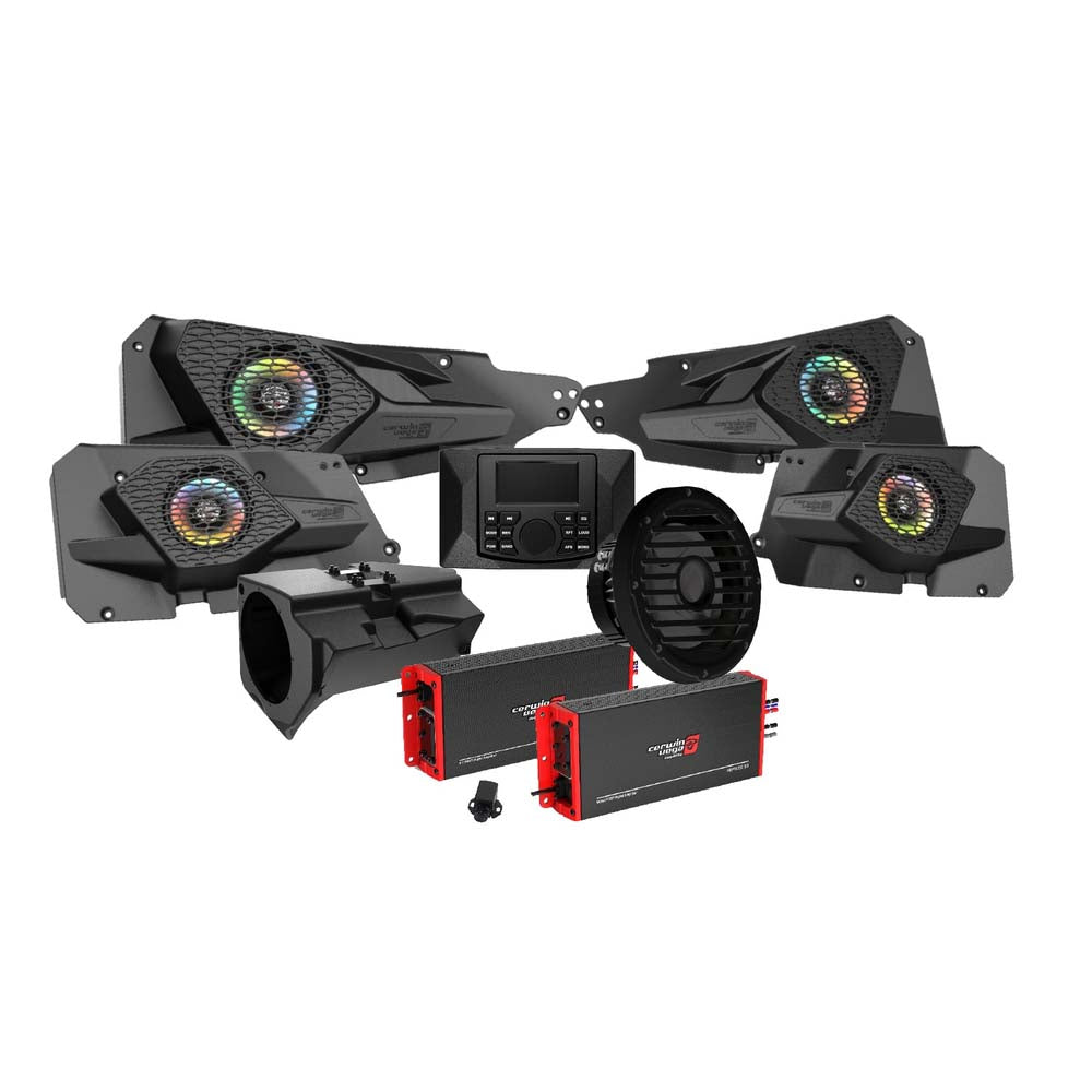 Cerwin Vega RPMRZRKM42 4DR KIT Complete Audio Upgrade Kit for 2014+ RZR© 2DR / 4DR, Includes a Digital Media Receiver, Two Amplifiers, 4 Speakers and 10” Subwoofer