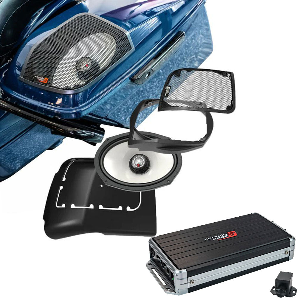 Cerwin Vega RPMSM694LK (2014-2023 Harley Davidson® Cut In Lid Kit with SM69F4 (4Ω)) +  B52 (Stealth Bomber 2-Channel Class-D Full Range Amplifier)