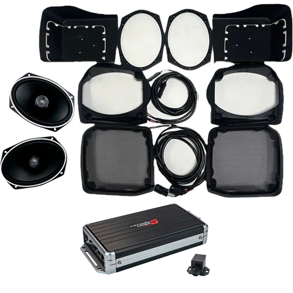 Cerwin Vega RPMST692CX2LK13 (1998-2013 Harley Davidson® Cut-in Lid Kit with ST692CX2 - (2Ω)) + B52 (Stealth Bomber 2-Channel Class-D Full Range Amplifier)