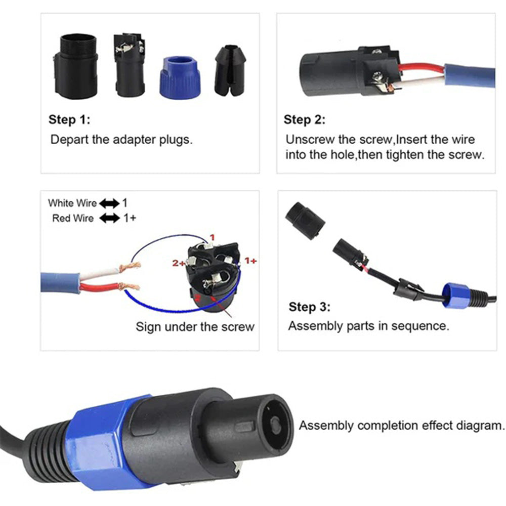 MR DJ SPAM4 4Pcs Speakon Compatible Right Angle PA/DJ Speaker Cable Connector