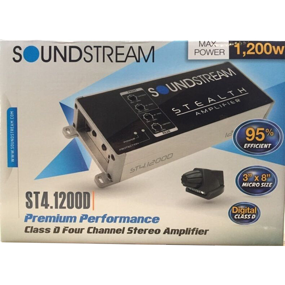 Soundstream ST4.1200D Stealth Series 1200W Class D 4 Channel Amplifier