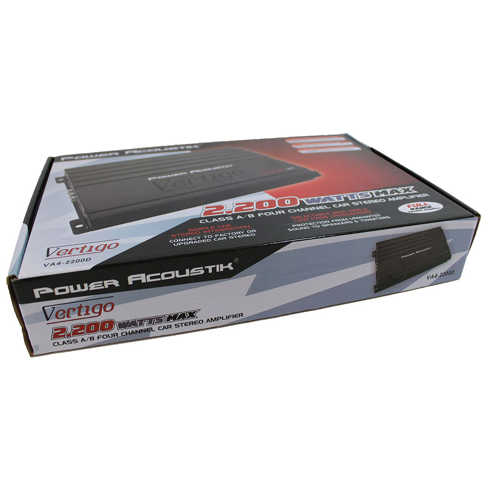 Power Acoustik VA4-2200D 2200W Class A/B 4-Channel Full Range Car Amplifier