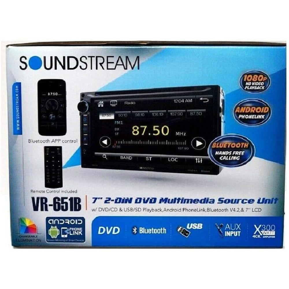Soundstream VR-651B Double DIN Bluetooth InDash DVD/CD/AM/FM Car Receiver