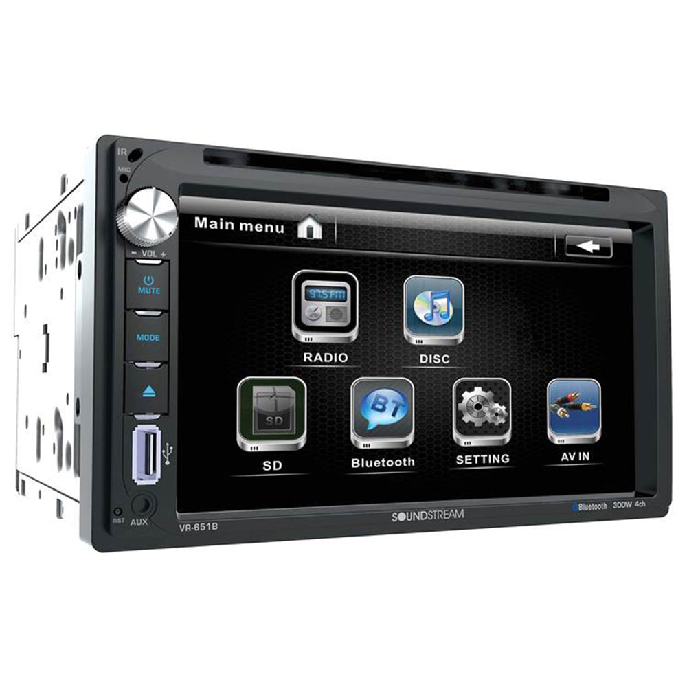 Soundstream VR-651B Double DIN Bluetooth InDash DVD/CD/AM/FM Car Receiver