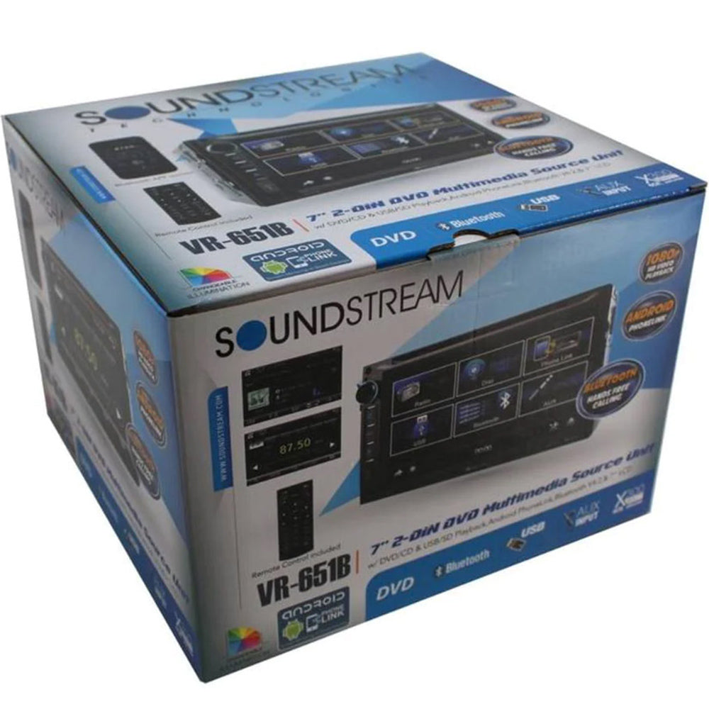 Soundstream VR-651B Double DIN Bluetooth InDash DVD/CD/AM/FM Car Receiver