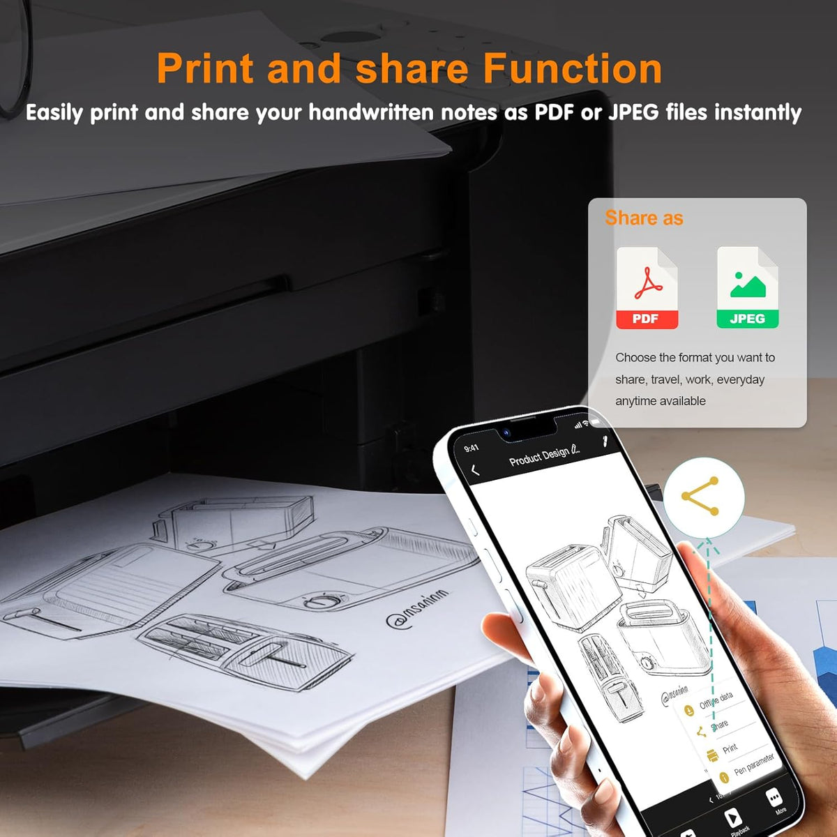Yuan Digital Notebook with Smart Pen, 94 sheet Real Paper Note-Taking, Real-Time Sync & Digital Storage, Playback & Sharing via APP, iOS/Android Compatible