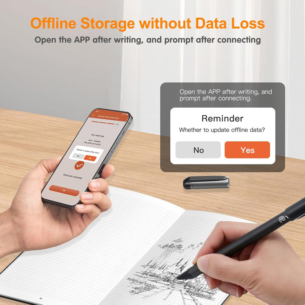 Yuan Digital Notebook with Smart Pen, 94 sheet Real Paper Note-Taking, Real-Time Sync & Digital Storage, Playback & Sharing via APP, iOS/Android Compatible