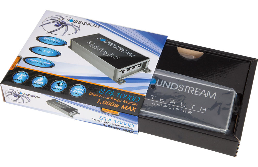 Soundstream ST2.1000D 1000W Max (500W RMS) Stealth Series 2 ohm Stable 2-Channel Class-D Amplifier Remote Gain Knob